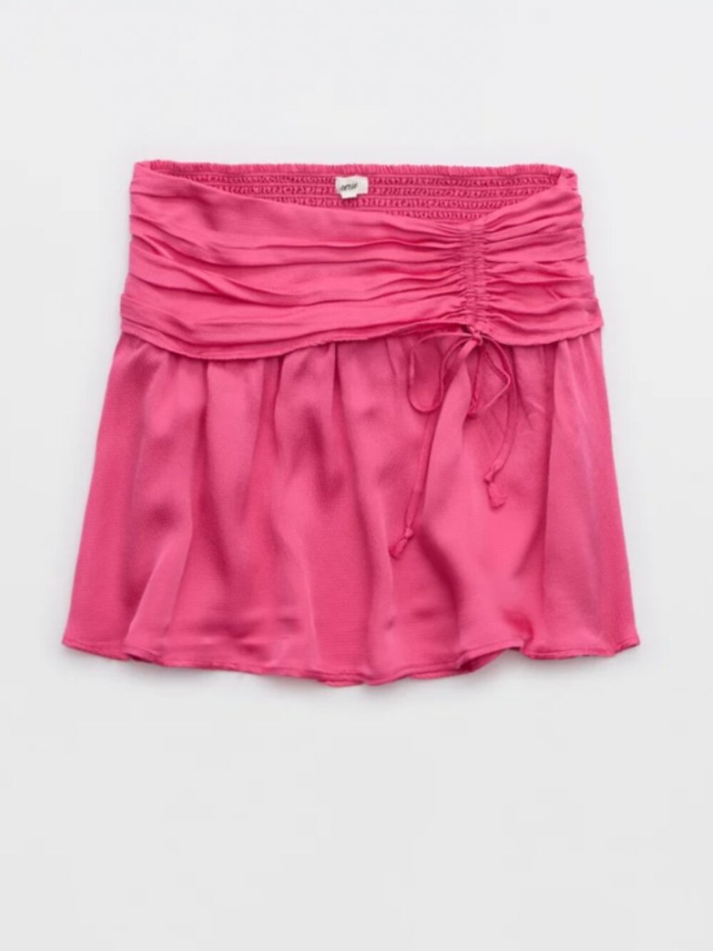 Aerie Hot Pink Satin Tie Waist Uptown Mini Skirt Size Large NWT
